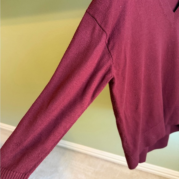 LOFT Deep Burgundy V-Neck Sweater - Picture 6 of 11